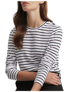 Abercrombie & Fitch Shirt Size XS Striped Long-Sleeve Tee White & Black
